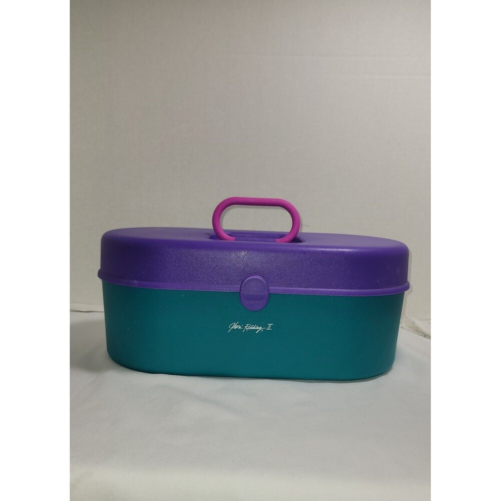 Vintage Jheri Redding II Makeup Case Caboodles Style Purple Teal